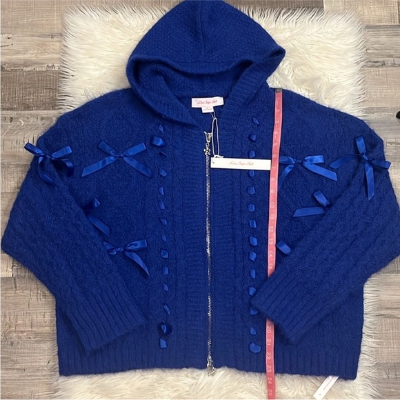NWT Lisa Says Gah Shelby Lace
Bow Hooded Cable Knit Zip
Sweater Sz M/L - Picture 4 of 6
